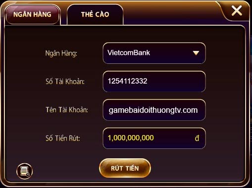Nạp tiền Kingfun bằng tài khoản ngân hàng 